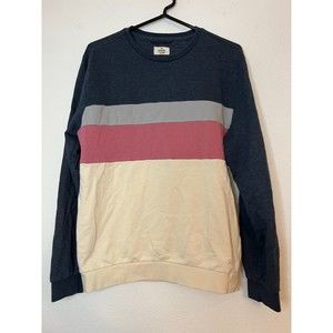 Marine Layer Sweater Mens Medium Navy light blue pink white Crewneck Pullover